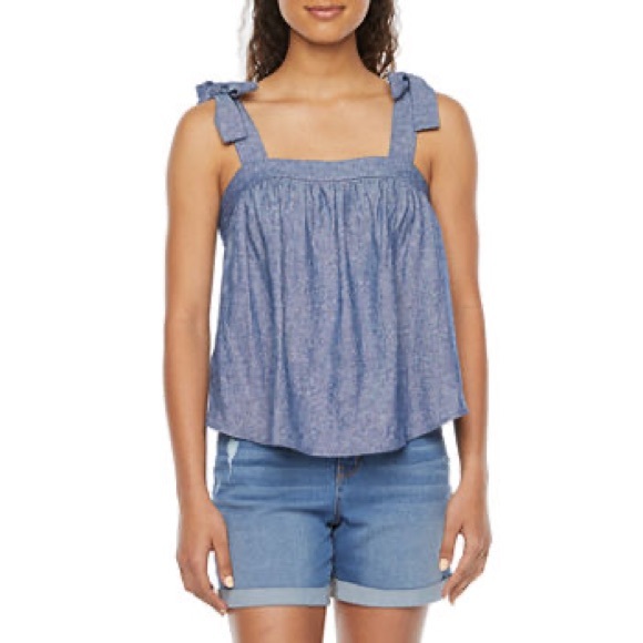A.n.a (A New Approach) Womens Straight Neck Camisole Tank Top Tie Shoulder L - Picture 2 of 10